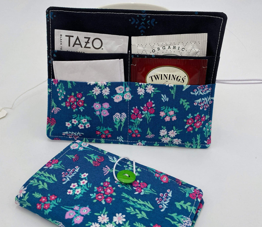 Tea Wallet, Tea Bag Holder, Tea Bag Wallet, Teabag Wallet, Teabag Holder, Tea Bag Cozy - Aquarelle Floral