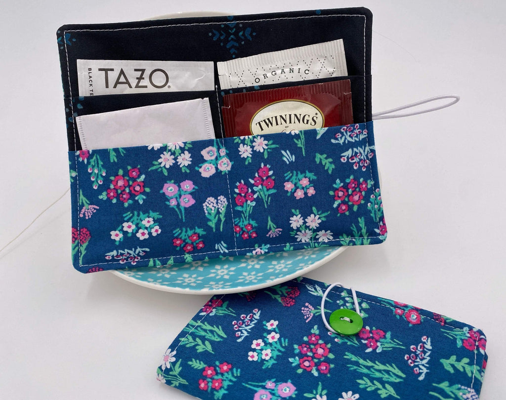 Tea Wallet, Tea Bag Holder, Tea Bag Wallet, Teabag Wallet, Teabag Holder, Tea Bag Cozy - Aquarelle Floral