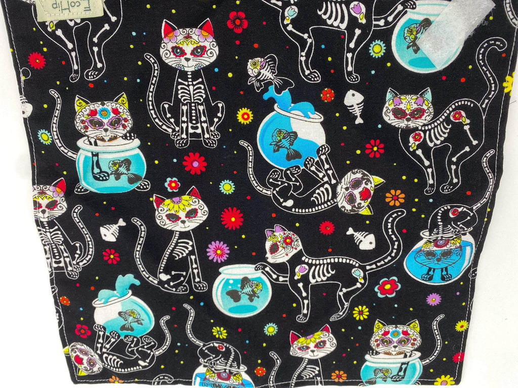 Reusable Sandwich Bag, Sugar Skulls Sandwich Wrap, Reusable Sandwich Mat - Sugar Skulls Kitty