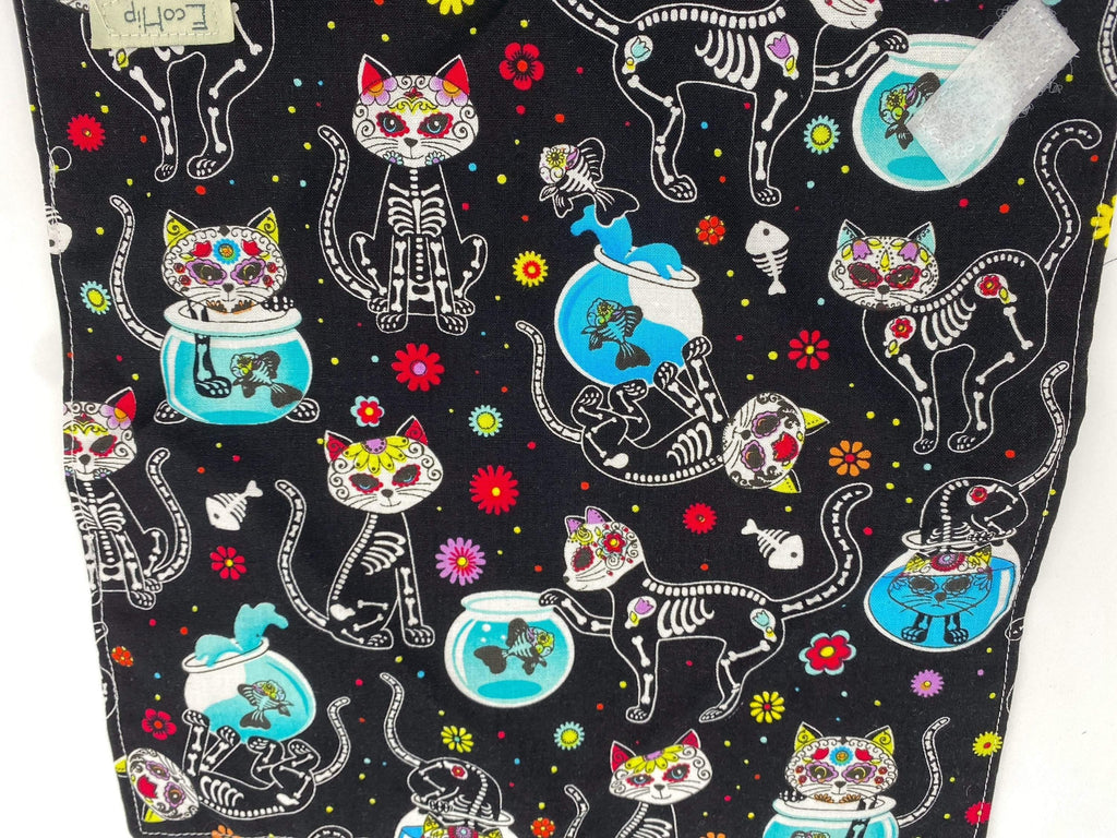 Reusable Sandwich Bag, Sugar Skulls Sandwich Wrap, Reusable Sandwich Mat - Sugar Skulls Kitty