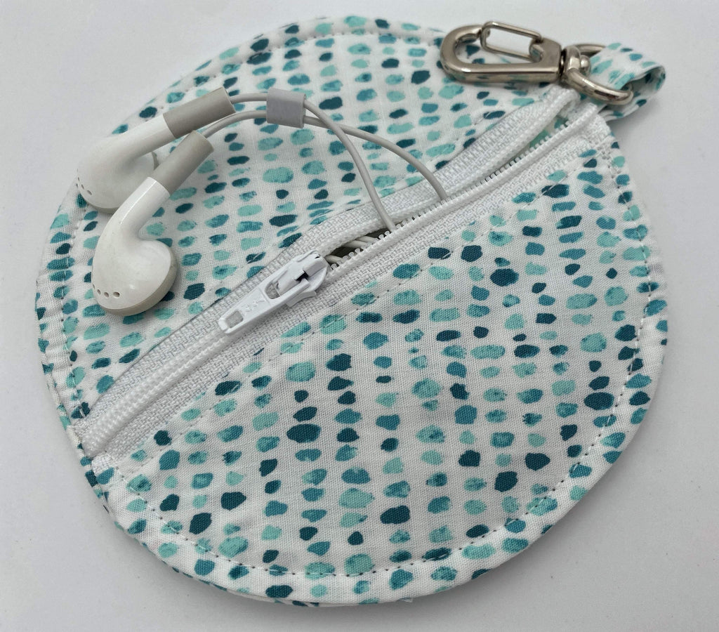 Ear Bud Pouch, Lens Cap Holder, Pacifier Pouch, Earbud Pouch, Earbud Case, Ear Bud Case, Paci Pod, Earpod Case, Ear Pod Pouch - Blue Dots