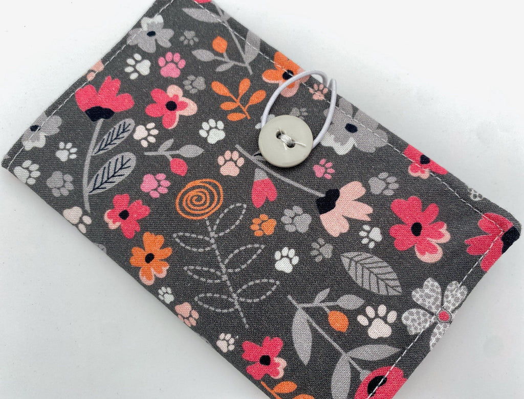 Tea Wallet, Tea Bag Holder, Pink Tea Bag Wallet, Teabag Wallet, Teabag Holder, Tea Bag Cozy - Floral Kitty Gray