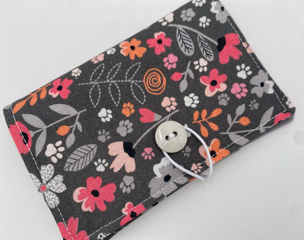 Tea Wallet, Tea Bag Holder, Pink Tea Bag Wallet, Teabag Wallet, Teabag Holder, Tea Bag Cozy - Floral Kitty Gray