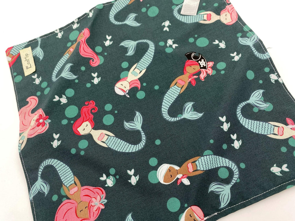 Reusable Sandwich Bag, Mermaid Sandwich Wrap, Reusable Sandwich Mat - Teal Mermaids