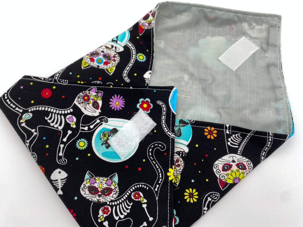 Reusable Sandwich Bag, Sugar Skulls Sandwich Wrap, Reusable Sandwich Mat - Sugar Skulls Kitty