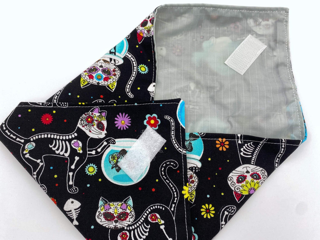 Reusable Sandwich Bag, Sugar Skulls Sandwich Wrap, Reusable Sandwich Mat - Sugar Skulls Kitty