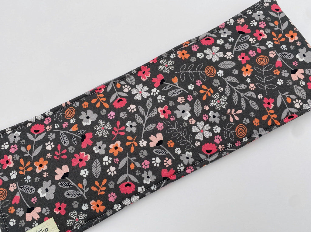 Travel Curling Iron Holder , Curling Iron Case, Flat Iron Holder, Flat Iron Case, Travel Flat Iron Sleeve - Floral Kitty Gray