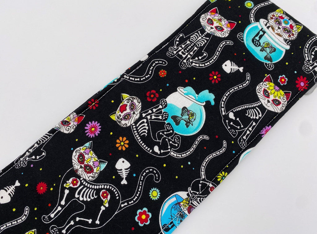 Sugar Skull Curling Iron Holder, Curling Iron Case, Black Flat Iron Holder, Travel Flat Iron Case, Curling Iron Sleeve - Sugar Skulls Kitty