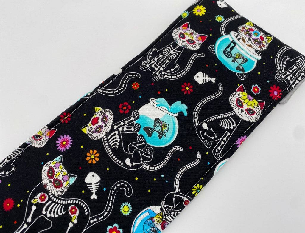 Sugar Skull Curling Iron Holder, Curling Iron Case, Black Flat Iron Holder, Travel Flat Iron Case, Curling Iron Sleeve - Sugar Skulls Kitty