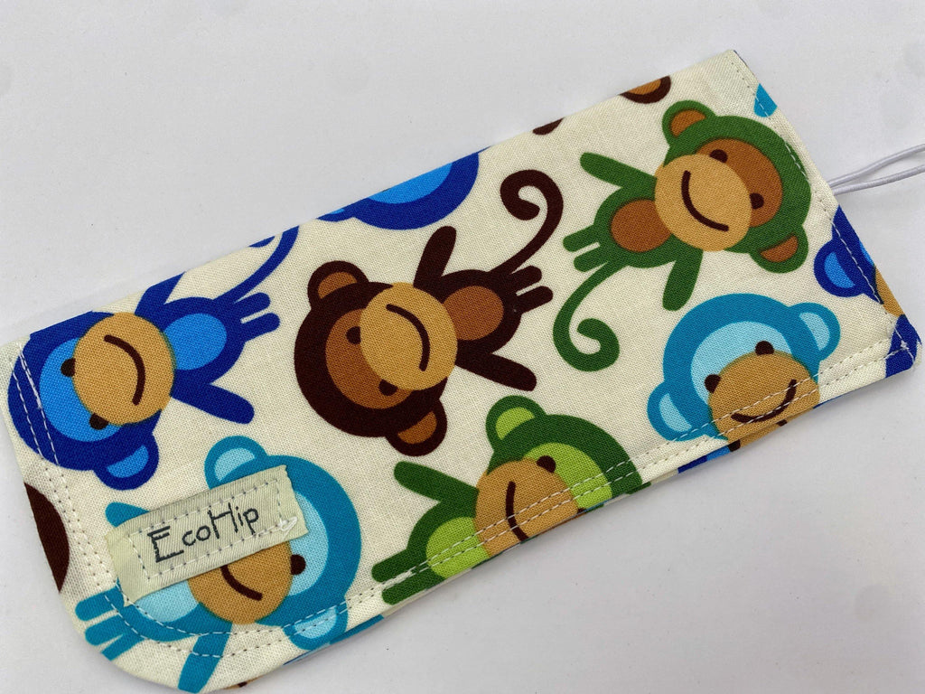 Fabric Eyeglass Case, Sunglasses Sleeve, Soft Eyeglass Pouch, Eye Glasses Pouch, Reading Glasses Holder, Glasses Case - Monkeys Blue