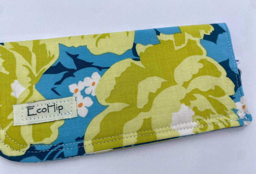 Soft Eyeglass Pouch, Fabric Glasses Sleeve, Sunglasses Case, Eye Glasses Pouch, Reading Glasses Holder, Glasses Case - Blue Floral