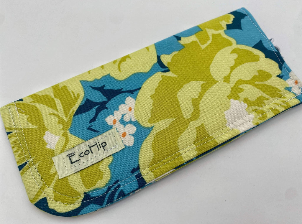 Soft Eyeglass Pouch, Fabric Glasses Sleeve, Sunglasses Case, Eye Glasses Pouch, Reading Glasses Holder, Glasses Case - Blue Floral