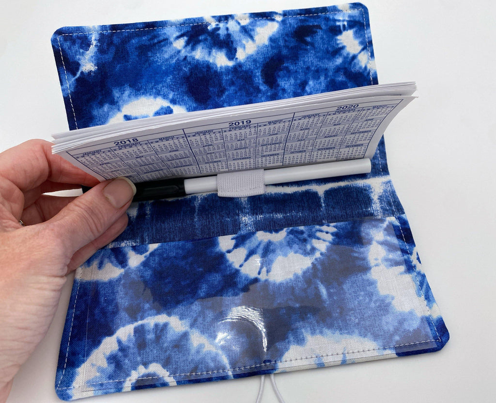 Blue Duplicate Checkbook Cover, Check Book Register, Duplicate Check Book Register, Fabric Checkbook Cover - Indigo Dyed