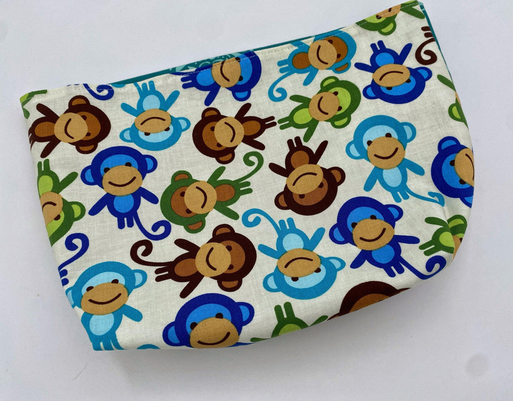 Reusable Popcorn Bag, Reusable Microwave Popcorn, Microwave Popcorn Cozy, Eco-Friendly Snack Holder - Monkeys Blue