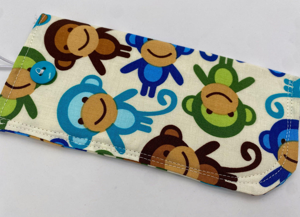 Fabric Eyeglass Case, Sunglasses Sleeve, Soft Eyeglass Pouch, Eye Glasses Pouch, Reading Glasses Holder, Glasses Case - Monkeys Blue