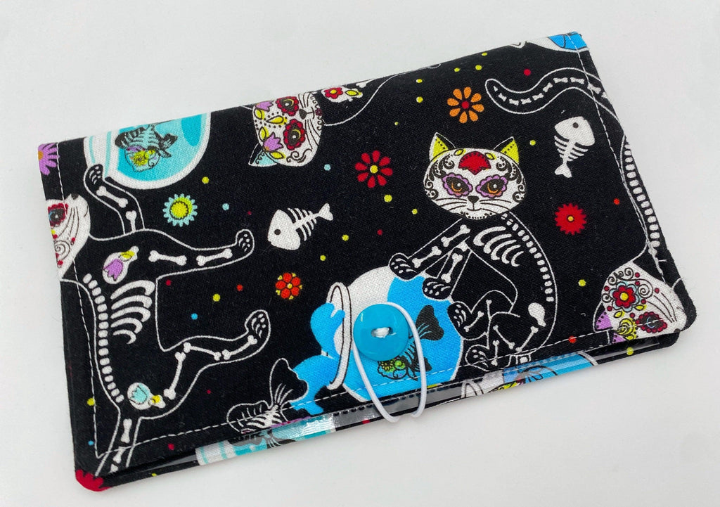 Duplicate Checkbook Cover, Pen Holder, Sugar Skulls Duplicate Checkbook Register, Duplicate Check Book Cover - Sugar Skulls Kitty