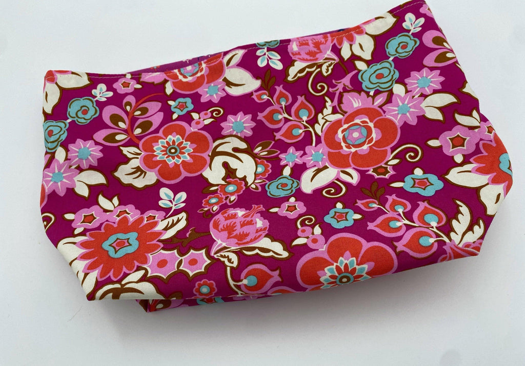 Reusable Popcorn Bag, Reusable Microwave Popcorn, Microwave Popcorn Cozy, Eco-Friendly Snack Holder - Floral Magenta