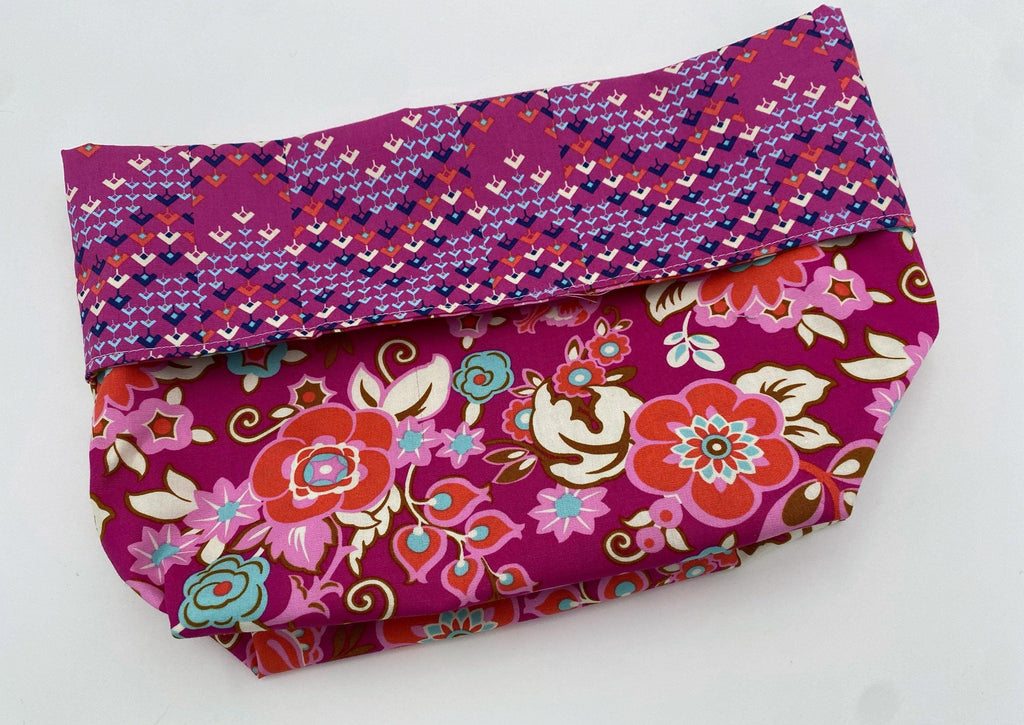 Reusable Popcorn Bag, Reusable Microwave Popcorn, Microwave Popcorn Cozy, Eco-Friendly Snack Holder - Floral Magenta