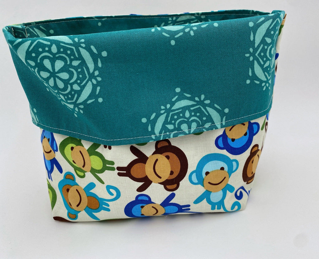 Reusable Popcorn Bag, Reusable Microwave Popcorn, Microwave Popcorn Cozy, Eco-Friendly Snack Holder - Monkeys Blue