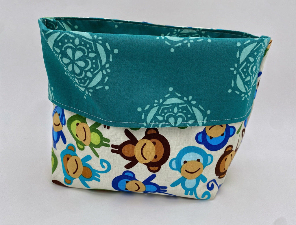 Reusable Popcorn Bag, Reusable Microwave Popcorn, Microwave Popcorn Cozy, Eco-Friendly Snack Holder - Monkeys Blue