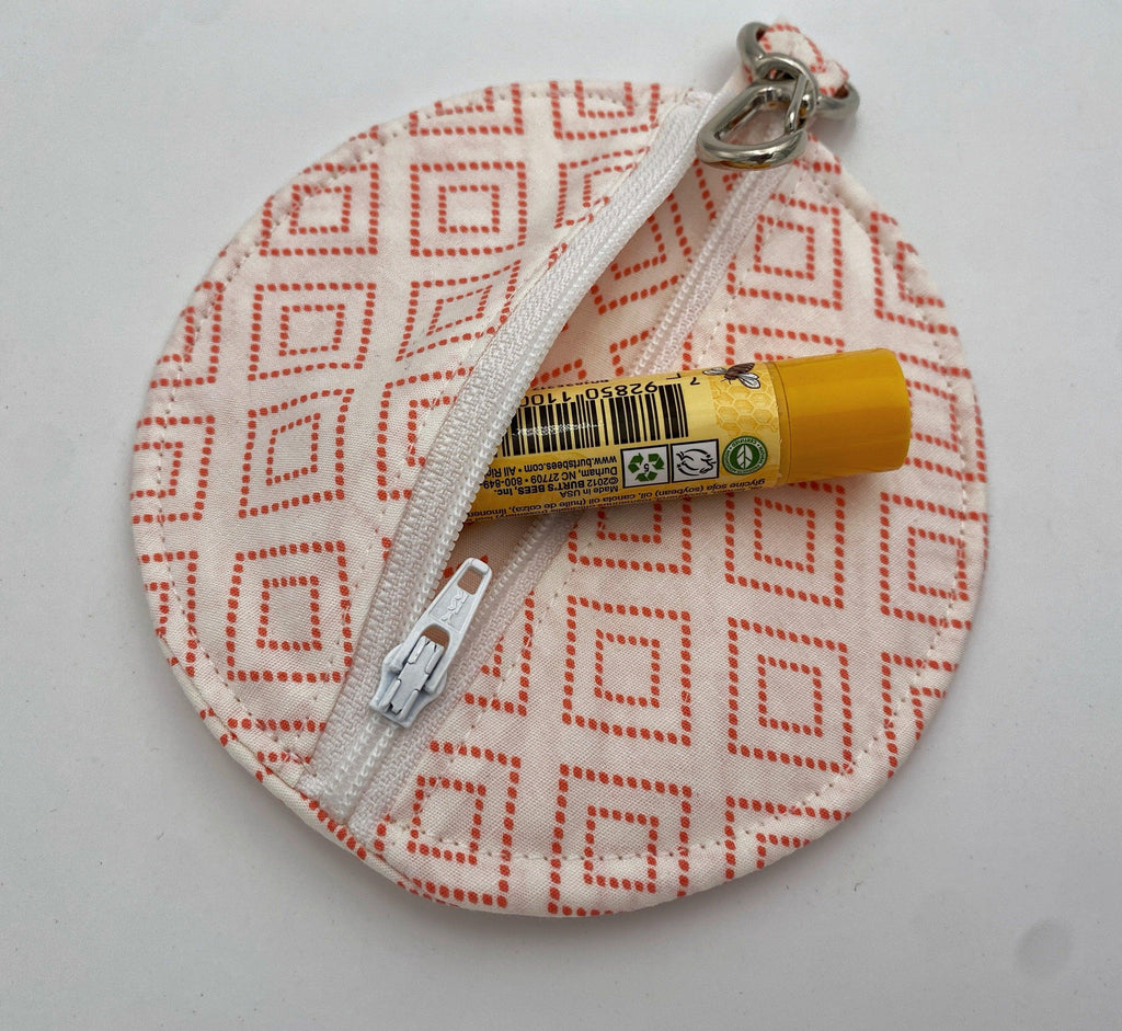 Ear Bud Pouch, Lens Cap Holder, Pacifier Pouch, Ear Bud Case, Paci Pod, Ear Pod Pouch, Earpod Holder, Small Coin Purse - Orange Diamonds