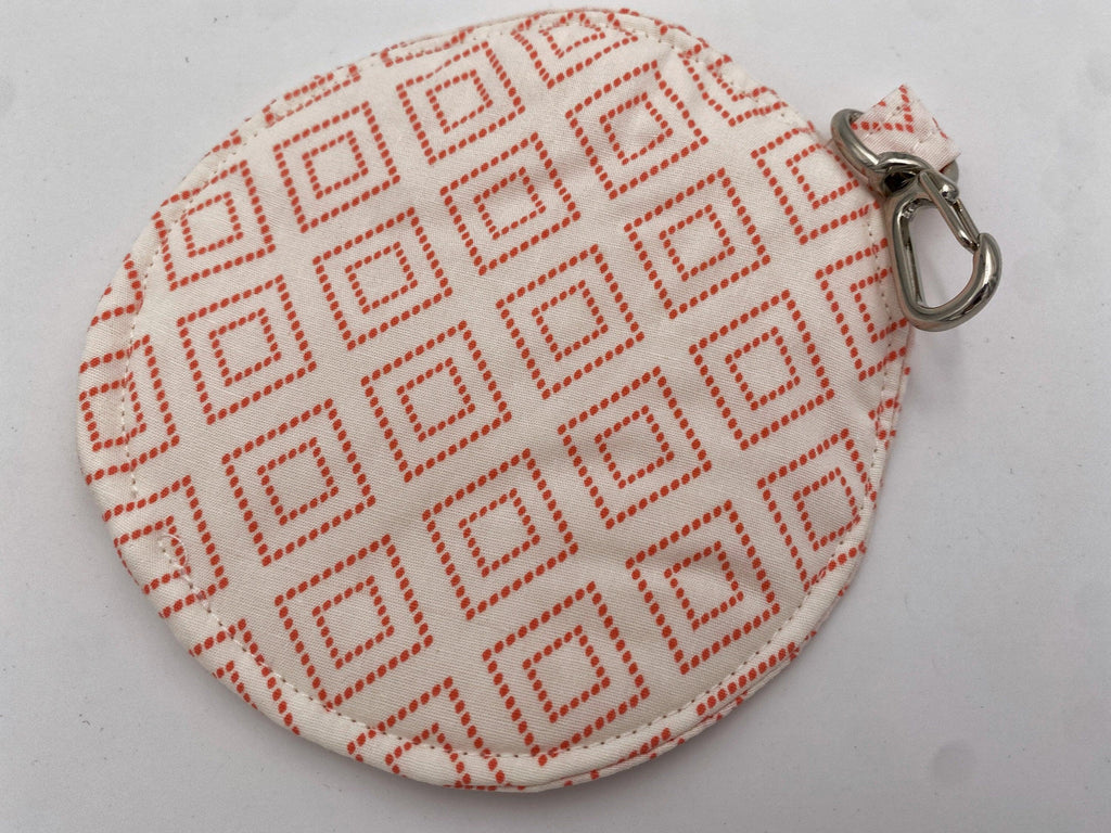 Ear Bud Pouch, Lens Cap Holder, Pacifier Pouch, Ear Bud Case, Paci Pod, Ear Pod Pouch, Earpod Holder, Small Coin Purse - Orange Diamonds