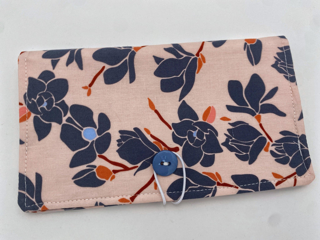 Tan Duplicate Checkbook Cover, Pen Holder, Beige Duplicate Check Book Register, Fabric Checkbook Cover - Charleston Magnolia