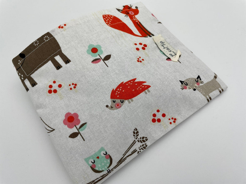 Reusable Snack Bag, Reusable Baggie, Animal Snack Bag, Owl Fabric Snack Bag, Reusable Fabric Snack Bag - Wild Animals Cream