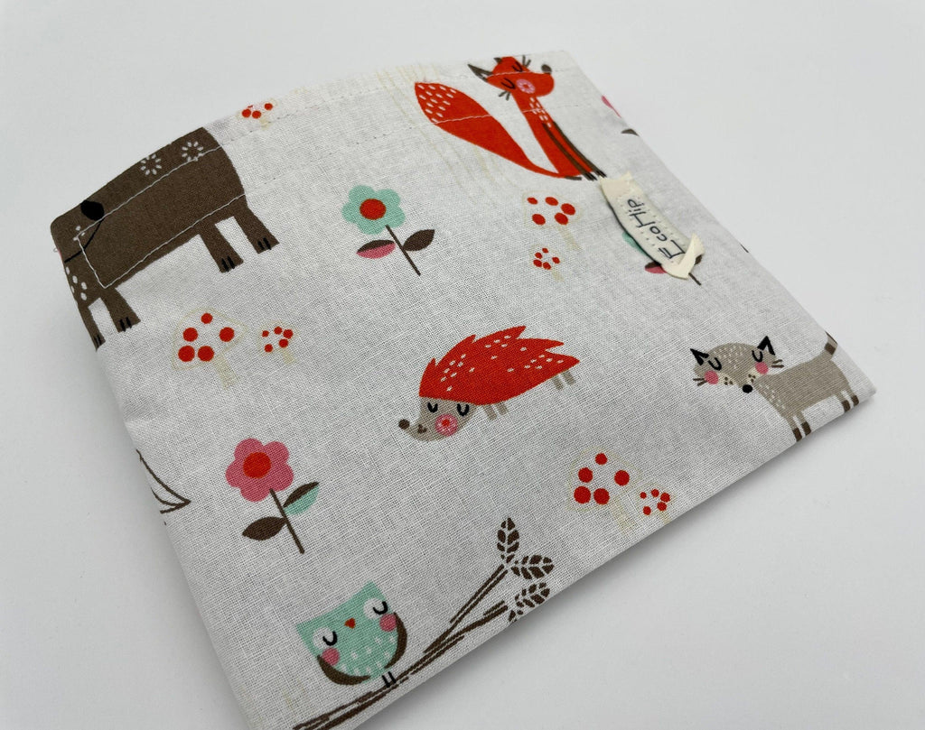 Reusable Snack Bag, Reusable Baggie, Animal Snack Bag, Owl Fabric Snack Bag, Reusable Fabric Snack Bag - Wild Animals Cream