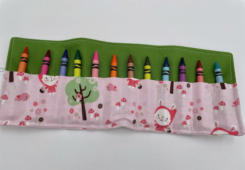 Unicorn Crayon Roll, Crayon Caddy, Gift for Toddlers, Party Favor, Girl's Crayon Case, Stocking Stuffer, Riding Hood in the Forest