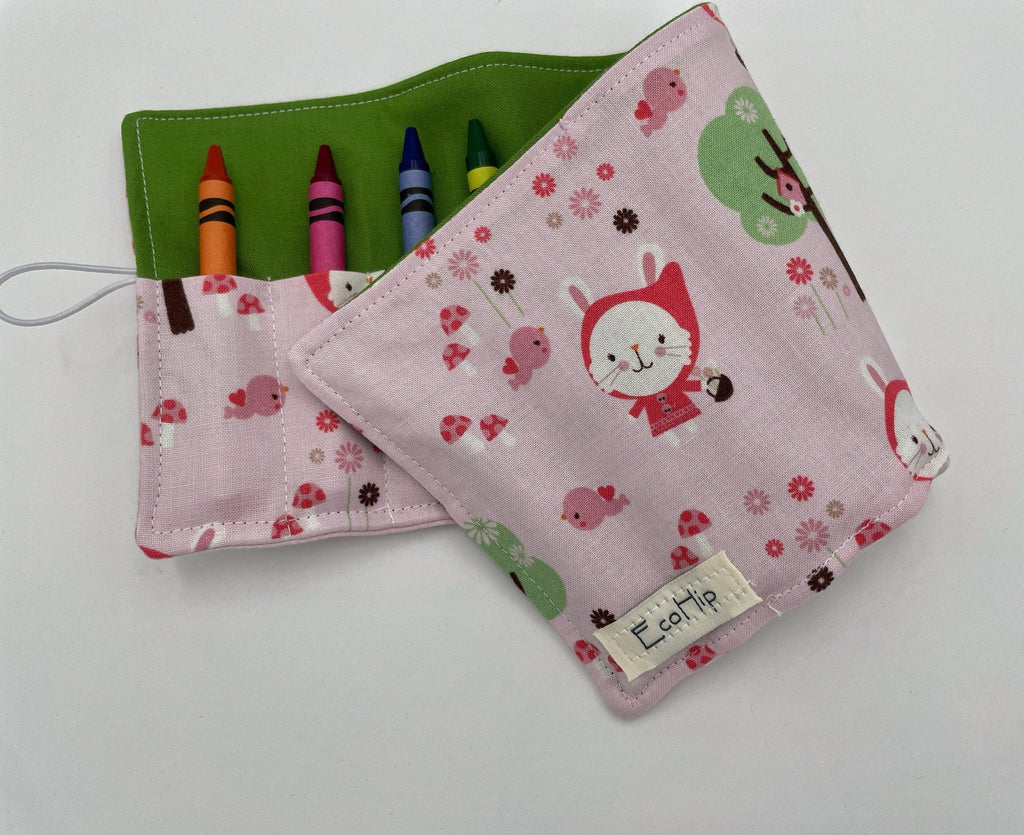 Unicorn Crayon Roll, Crayon Caddy, Gift for Toddlers, Party Favor, Girl's Crayon Case, Stocking Stuffer, Riding Hood in the Forest