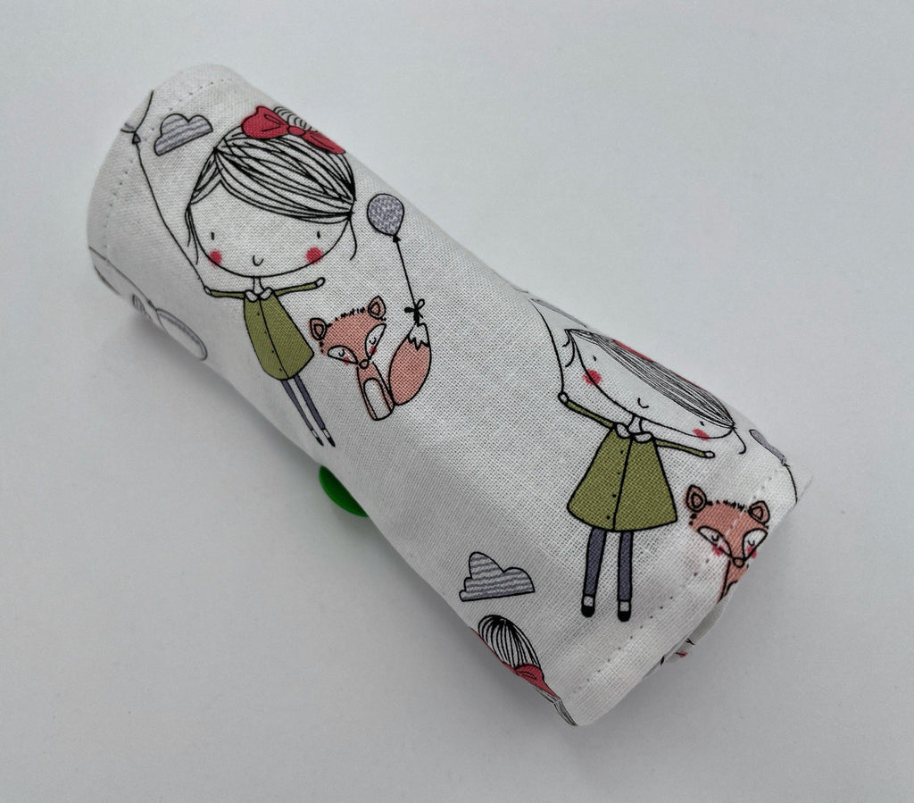 Crayon Roll, Crayon Caddy, Crayons Included, Girl Stocking Stuffer, Dog Crayon Case - Girl and Fox Friends