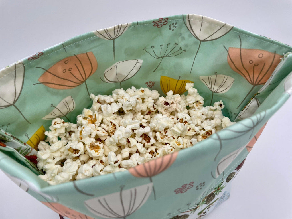 Reusable Popcorn Bag, Reusable Microwave Popcorn, Microwave Popcorn Cozy, Eco-Friendly Snack Holder - Squirrels