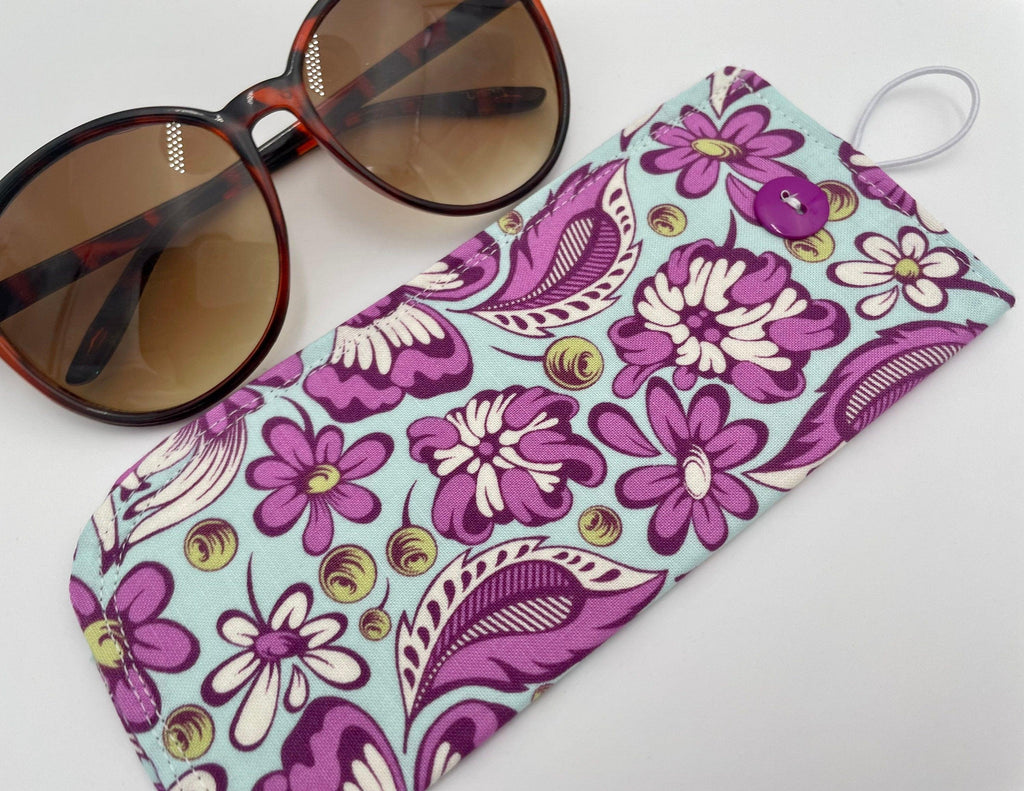 Fabric Eyeglass Case, Sunglass Sleeve, Soft Eyeglass Pouch, Eye Glasses Cover, Eyeglass Sleeve, Eye Glass Pouch - Purple Blue Swirls