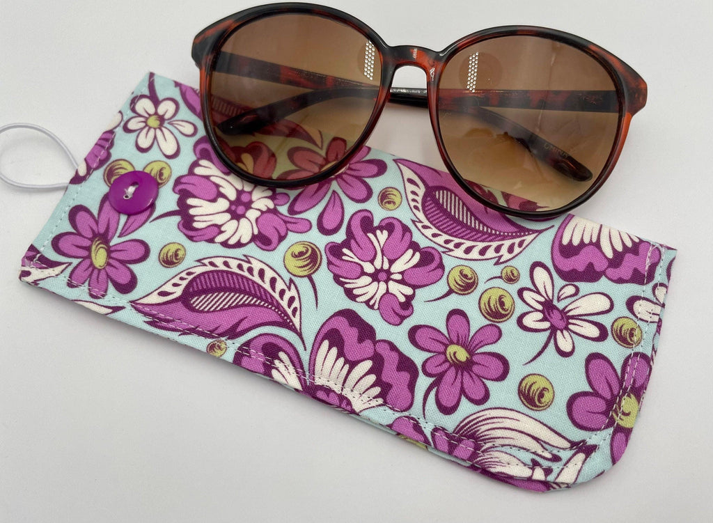 Fabric Eyeglass Case, Sunglass Sleeve, Soft Eyeglass Pouch, Eye Glasses Cover, Eyeglass Sleeve, Eye Glass Pouch - Purple Blue Swirls