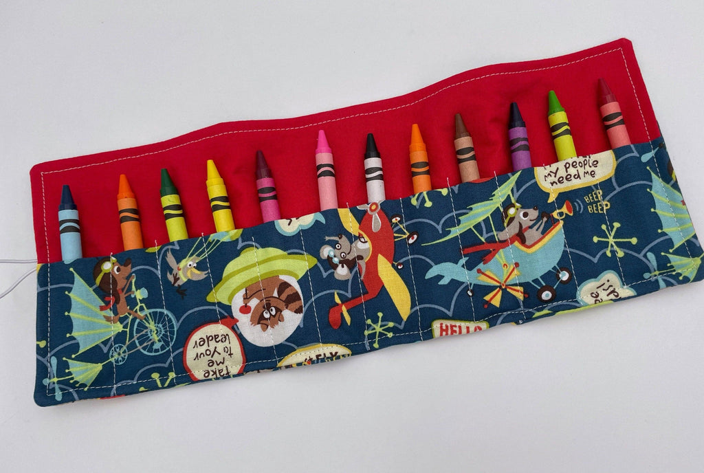 Dog Crayon Roll, Animal Crayon Caddy, Crayon Case, Balloon Crayon Wallet - Little Flyers