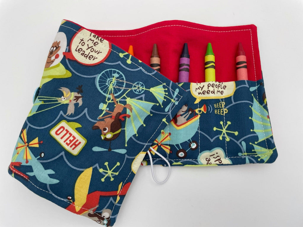 Dog Crayon Roll, Animal Crayon Caddy, Crayon Case, Balloon Crayon Wallet - Little Flyers