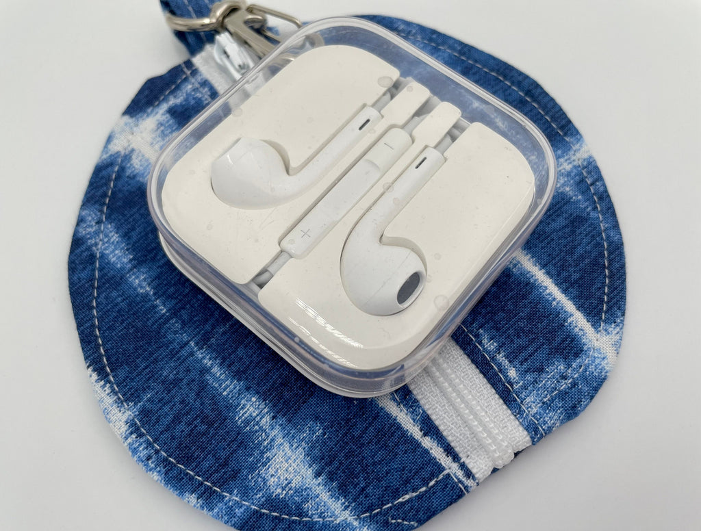 Ear Bud Pouch, Lens Cap Holder, Pacifier Pouch, EarPod Case, Paci Pod - Indigo Dyed