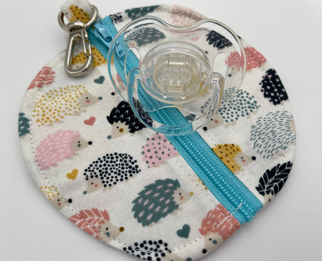 Ear Bud Pouch, Lens Cap Holder, Pacifier Pouch, Earbud Pouch, Earbud Case, Ear Pod Case, Paci Pod, EarPod Pouch - Hedgehogs