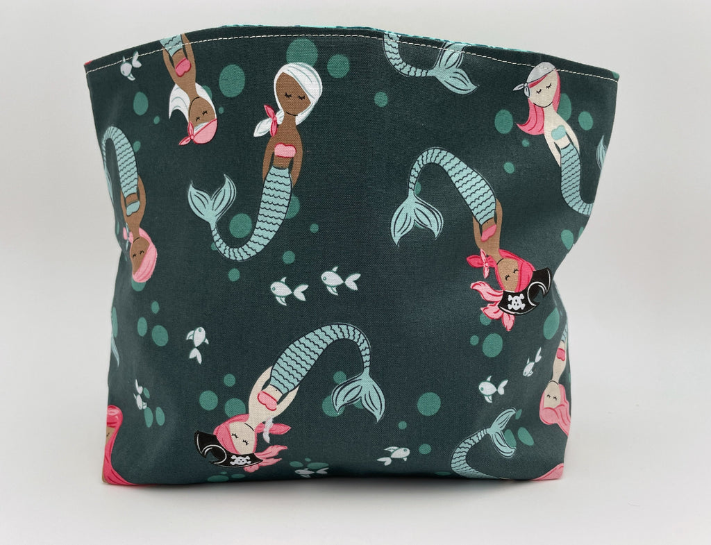 Reusable Popcorn Bag, Reusable Microwave Popcorn, Microwave Popcorn Cozy, Eco-Friendly Snack Holder - Mermaids Teal