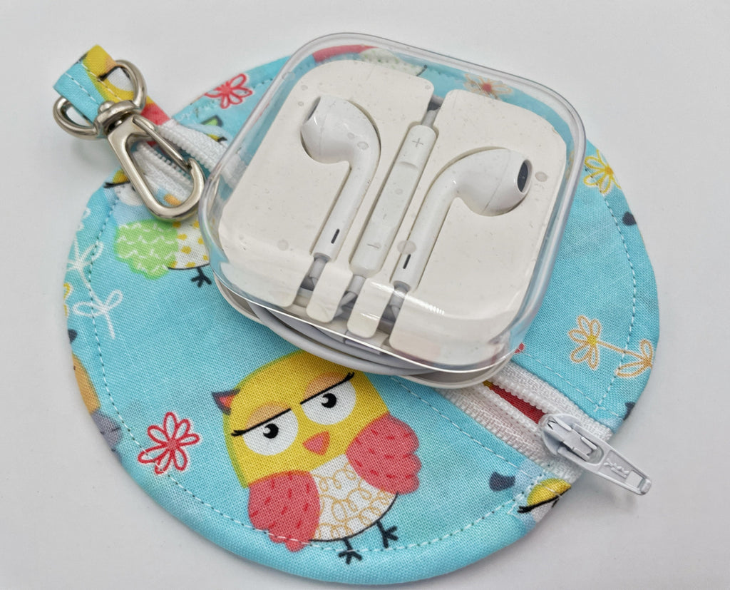 Ear Bud Pouch, Lens Cap Holder, Pacifier Pouch, Ear Bud Case, Ear Pod Case, Ear Pod Pouch, Ear-pod Holder, Coin Purse - Owl Friends