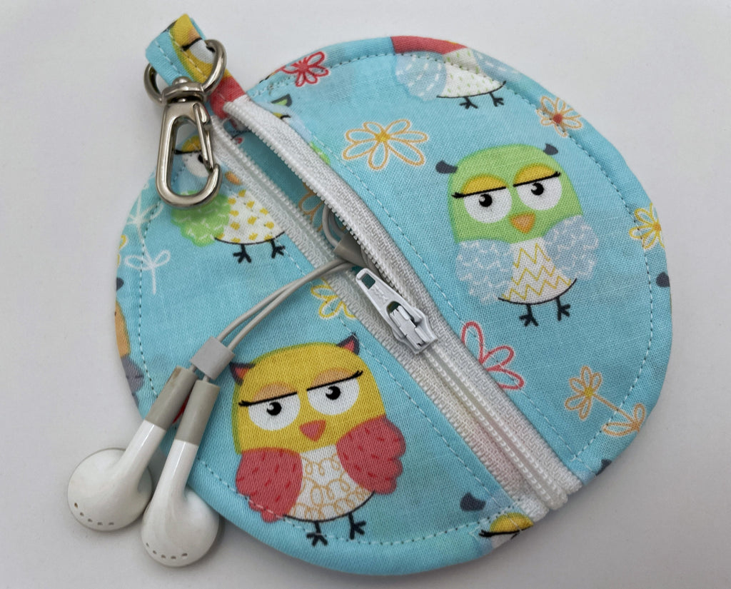 Ear Bud Pouch, Lens Cap Holder, Pacifier Pouch, Ear Bud Case, Ear Pod Case, Ear Pod Pouch, Ear-pod Holder, Coin Purse - Owl Friends