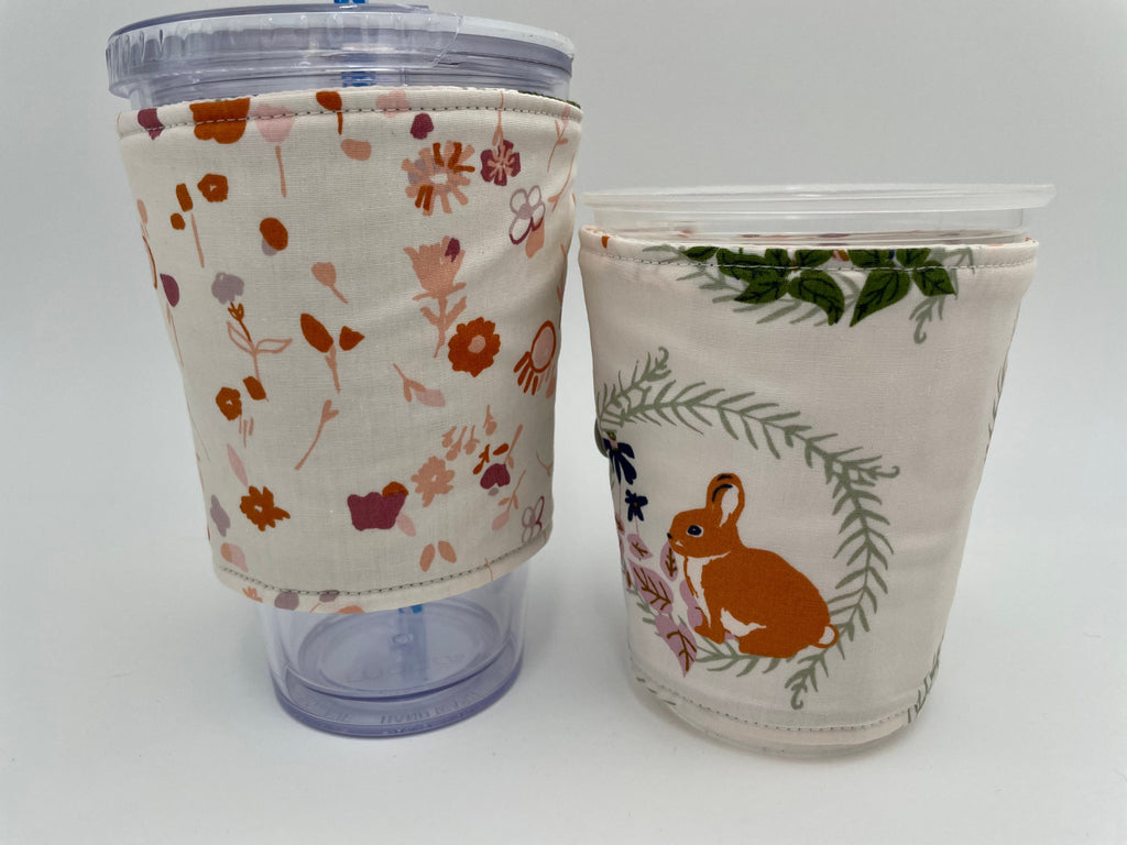 Reversible Coffee Cozy, Insulated Coffee Sleeve, Coffee Cuff, Iced Coffee Sleeve, Hot Tea Sleeve, Cold Drink Cup Cuff - Wild Animals