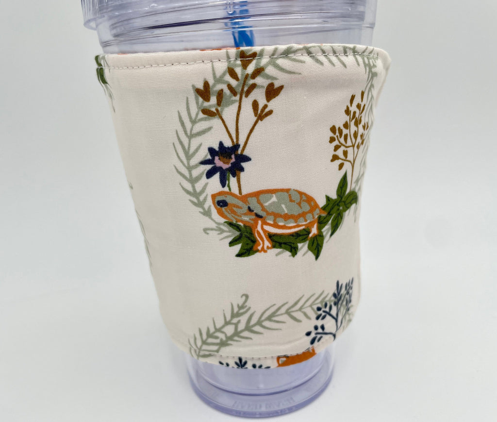 Reversible Coffee Cozy, Insulated Coffee Sleeve, Coffee Cuff, Iced Coffee Sleeve, Hot Tea Sleeve, Cold Drink Cup Cuff - Wild Animals