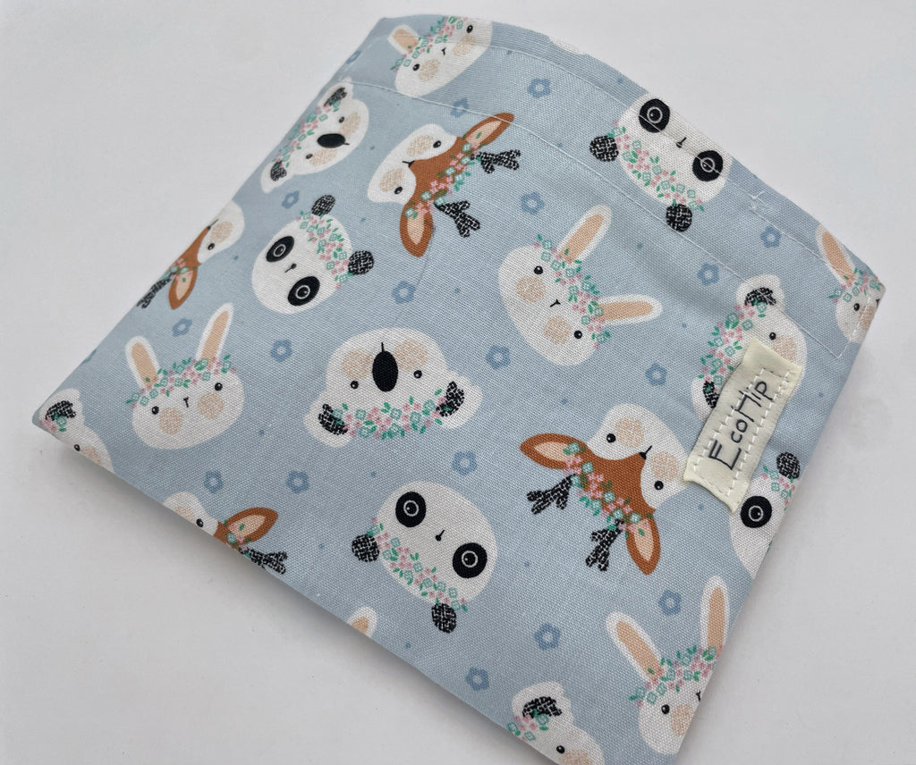 Reusable Snack Bag, Fabric Snack Bag, Animal Snack Bag, Snack Baggie -  Deer Panda Rabbit