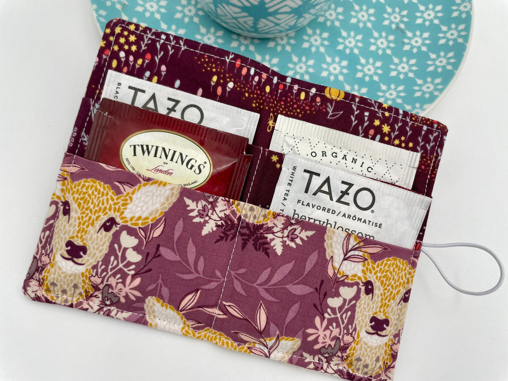 Purple Tea Wallet, Mermaid Tea Bag Holder, Tea Bag Wallet, Teabag Wallet, Teabag Holder, Tea Bag Cozy - Deer Ruby Purple