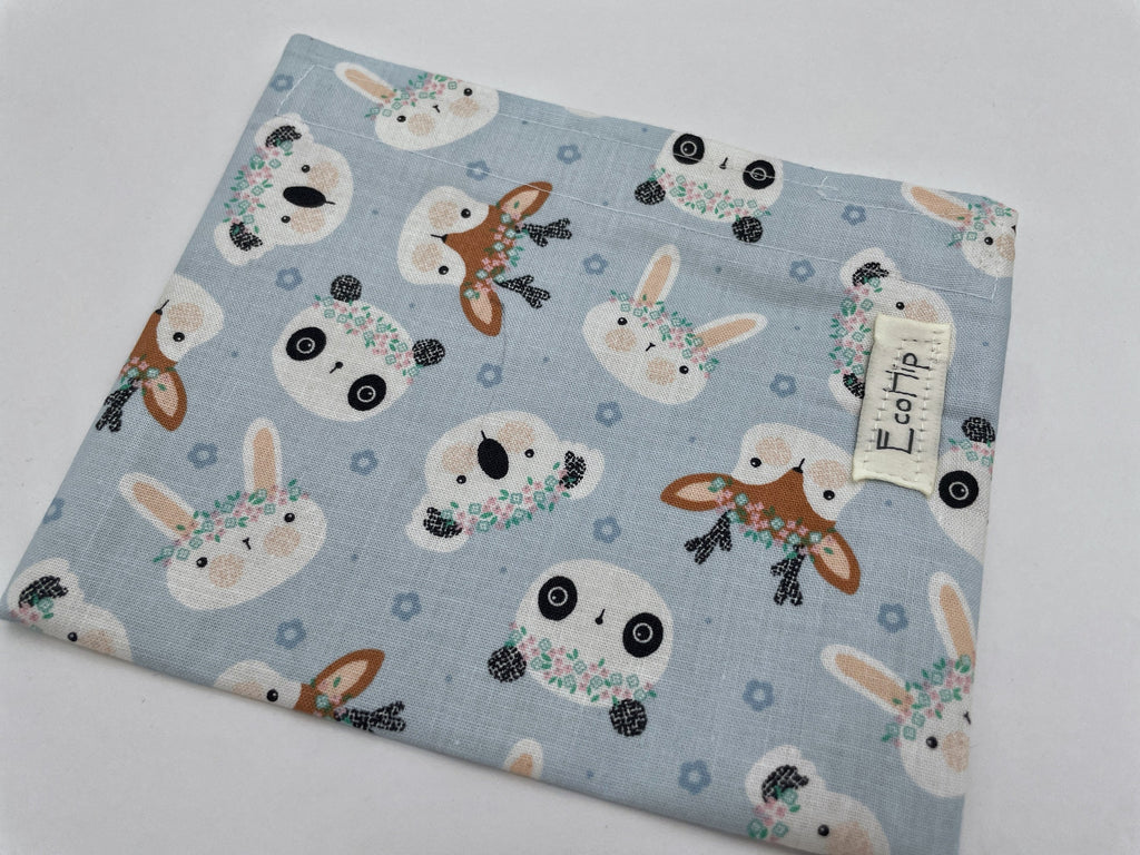 Reusable Snack Bag, Fabric Snack Bag, Animal Snack Bag, Snack Baggie -  Deer Panda Rabbit