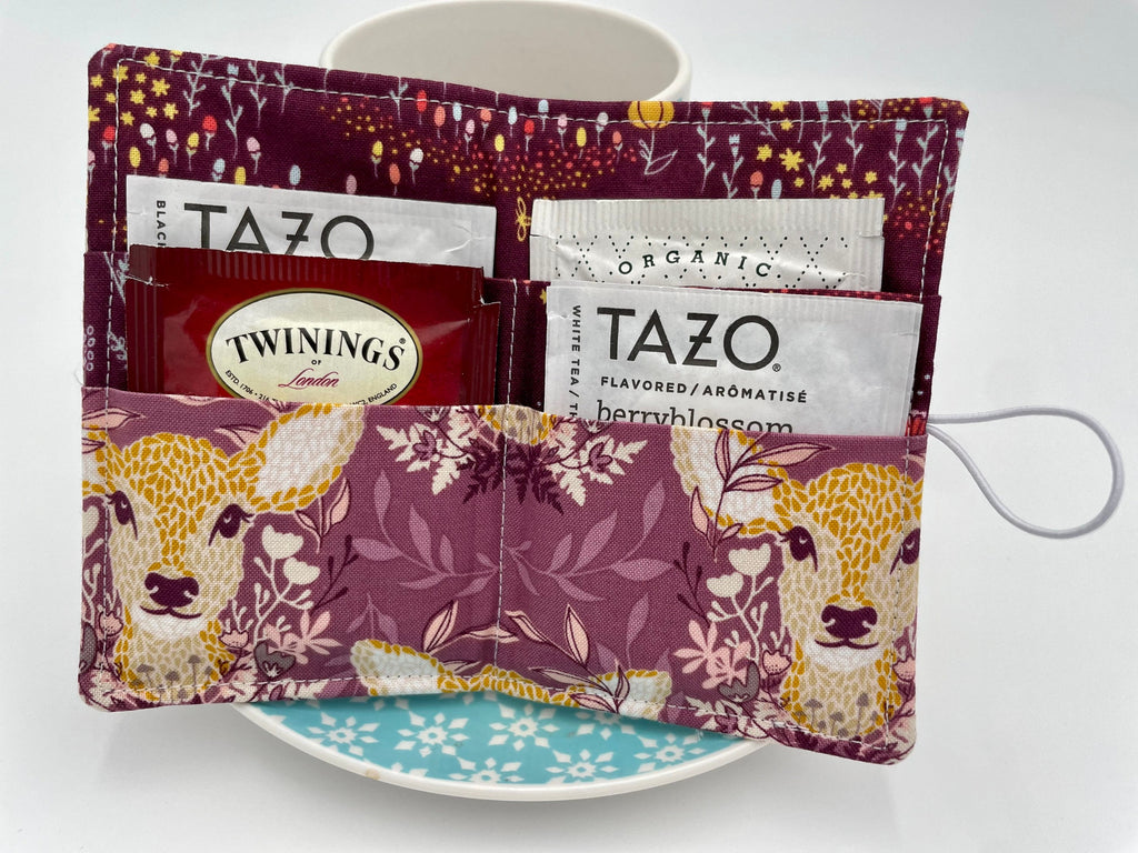 Purple Tea Wallet, Mermaid Tea Bag Holder, Tea Bag Wallet, Teabag Wallet, Teabag Holder, Tea Bag Cozy - Deer Ruby Purple