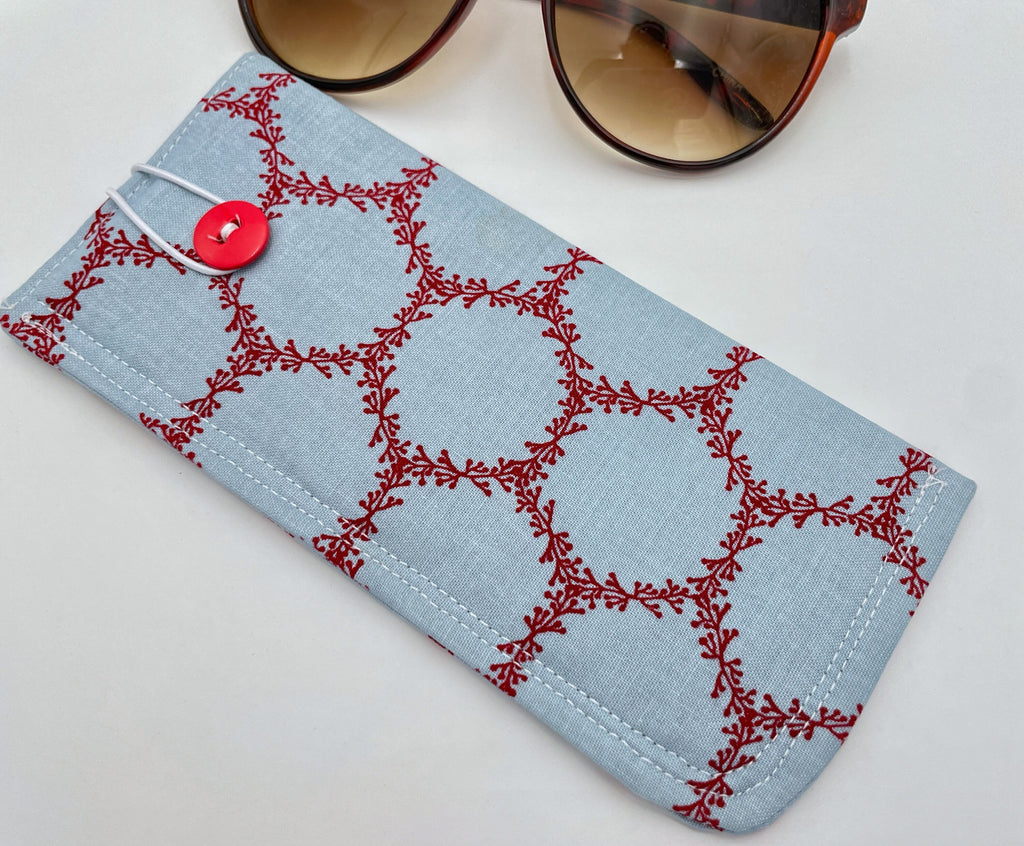 Fabric Eyeglass Case, Soft Sunglasses Case, Eye Glasses Sleeve, Eyeglass Pouch, Reading Glasses Case Holder - Blue Red