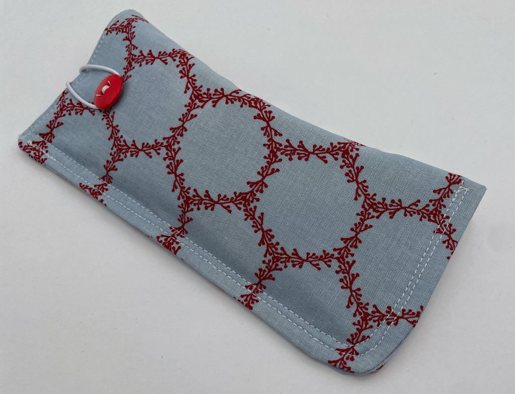 Fabric Eyeglass Case, Soft Sunglasses Case, Eye Glasses Sleeve, Eyeglass Pouch, Reading Glasses Case Holder - Blue Red